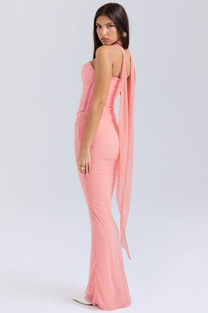 Pfirsichrosé-Kleid